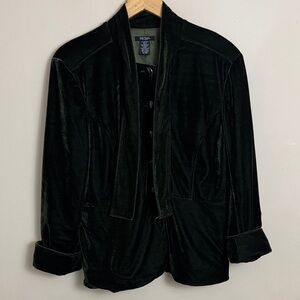 Bob Mackie Dark Green Velvet Cuffed Sleeve Blazer with Neck Tie size 16 Holiday